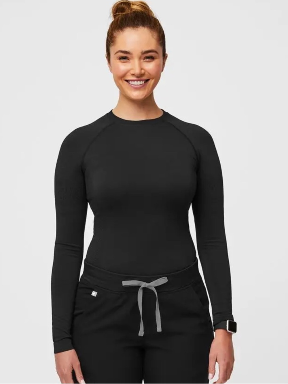 Figs Black Salta Seamless Longsleeve Underscrub Medium